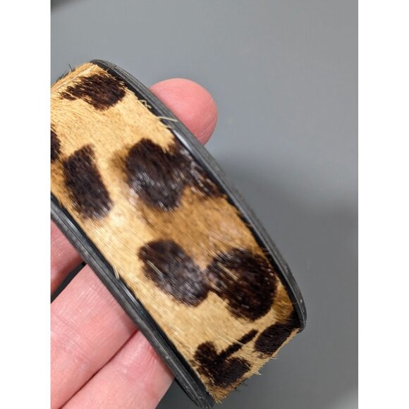 RJ Graziano Faux Fur Cheetah Animal Print Wide Bangle Bracelet 8" - Picture 7 of 11